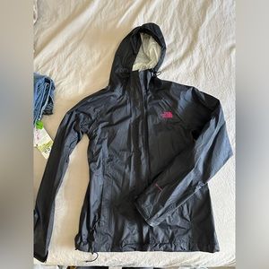North Face Black and Pink Rain Jacket Small